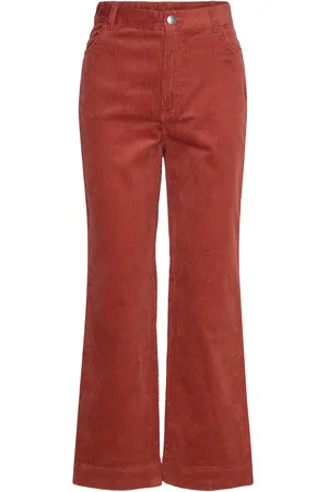 Monki Regular Waist Straight Leg Corduroy Trousers Red