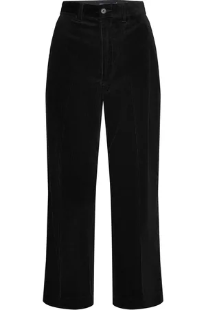 Ralph Lauren Corduroy Wide-Leg Cropped Pant Black