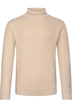 SELECTED Slhzig Ls Knit Structure Roll Neck Cream