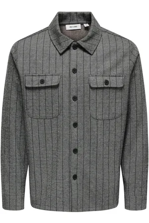 Only & Sons Onskodyl Pinstripe Overshirt Grey