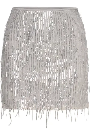 ONLY Onlspacy Short Sequins Skirt Wvn Silver