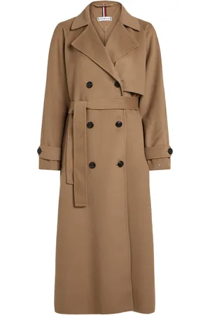 Tommy Hilfiger Over D Df Wool Blend Trench Brown