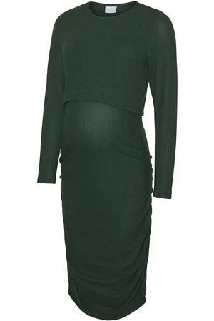 Mama;licious Mlmaja June Ls Jrs Midi Dress Green
