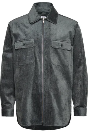 Filippa K Crushed Corduroy Zip Shirt Grey