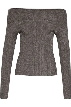 Gestuz Silvigz Rib Ls Off Shoulder Grey