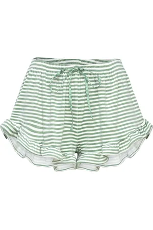 Hunkemöller Short Velours Ruffle Stripe Green