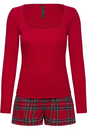 Hunkemöller Pj Flannel Twill Check Short Red
