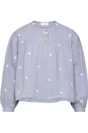 MANGO Embroidered Details Blouse Blue