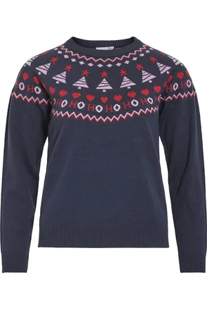 VILA Visanta L/S Christmas Knit/Ka Navy