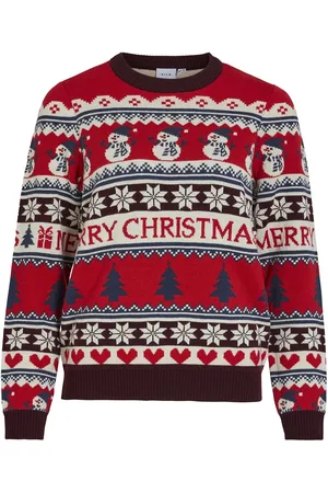 VILA Visnowman L/S Christmas Knit/Ka Red