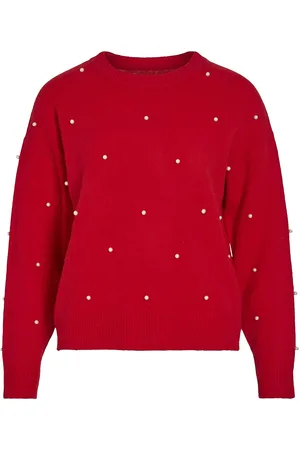 VILA Vispark L/S Knit Pearl Pullover/Ka Red