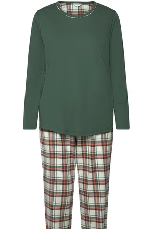 Lady Avenue Cotton Flannel Pyjamas Green