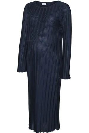 Mama;licious Mlcalvia Ls Plisse Midi Dress Navy