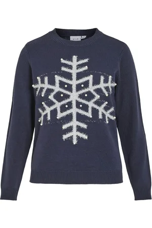 VILA Visnowflake L/S Christmas Knit/Ka Navy