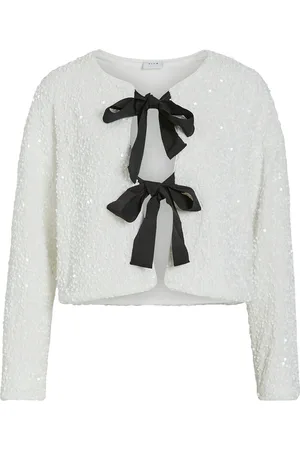 VILA Viaria L/S O-Neck Cardigan/Dc/Ka White