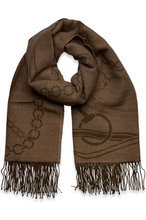 Ralph Lauren Belting-Motif Jacquard Wrap Scarf Brown