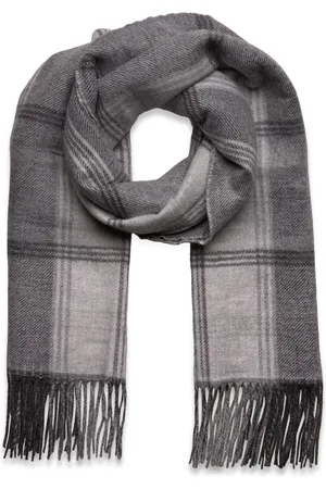 Ralph Lauren Plaid & Logo-Motif Reversible Scarf Grey
