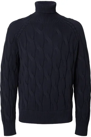SELECTED Slhcallo Ls Knit Relaxed Cable Roll Neck Navy