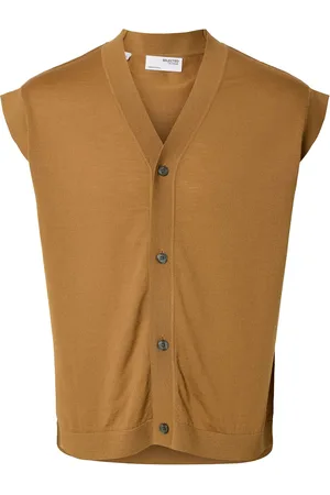 SELECTED Slhtray Knit Merino Vest Cardigan Ex Beige