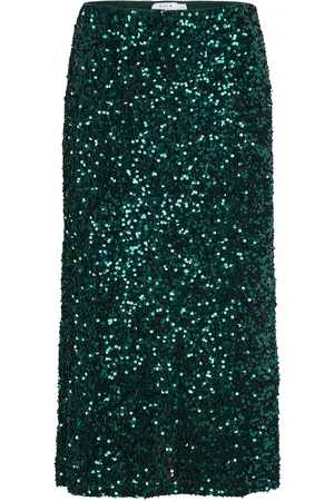 VILA Vifaith Hw Midi Sequin Skirt/Vol Green