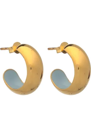 Design Letters Chunky Rainbow Hoop Enamel 8Mm Gold Plated Blue
