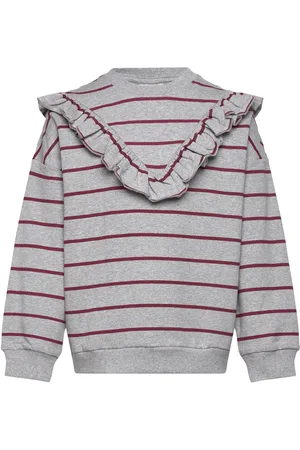 Petit Piao Sweat Shirt Line Ruffel Melange Grey
