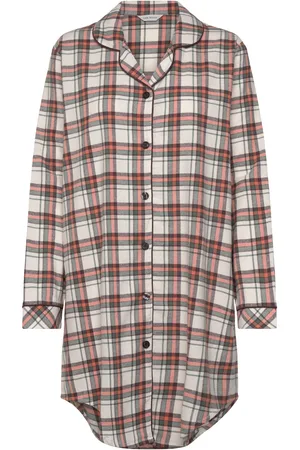 Lady Avenue Cotton Flannel Nightshirt Cream