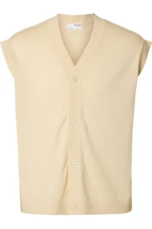 SELECTED Slhtray Knit Merino Vest Cardigan Ex Cream