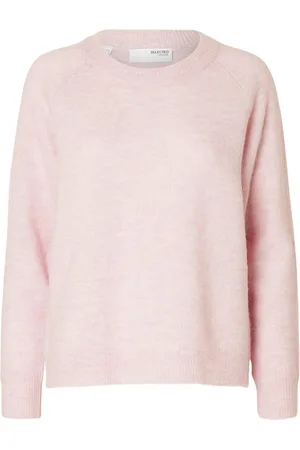 SELECTED Slflulu Ls Knit O-Neck B Noos Pink