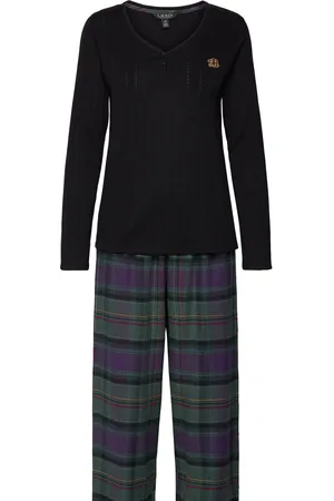 Ralph Lauren Lrl L/S Knit Henley Long Pant Pj Set Khaki