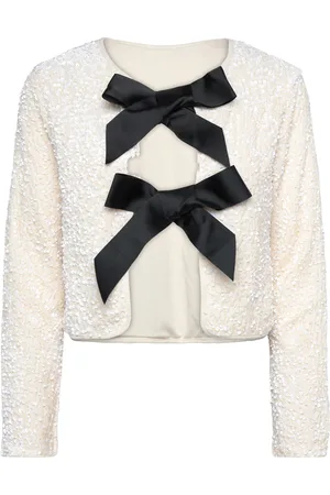 ONLY Onlanika Sequins Ls Bow Top Wvn White