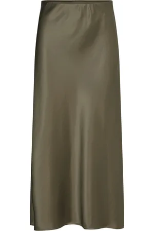 By Malina Aubree Satin Maxi Skirt Khaki