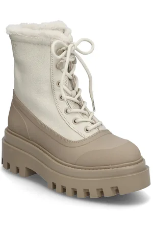 Calvin Klein Flatform Lace Up Boot Padded Beige