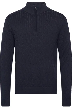 French Connection Cable 1/2 Zip Jumper Navy