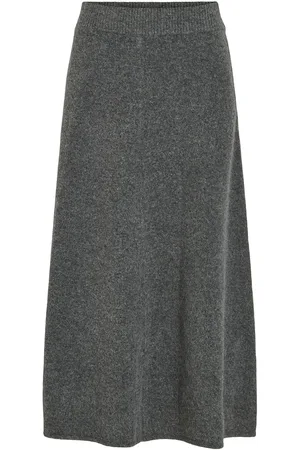 VILA Vikenya Hw Midi Knit Skirt/Ka Grey