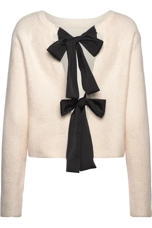 Object Objparvi Sateen Bow Knit Cardigan Div Beige