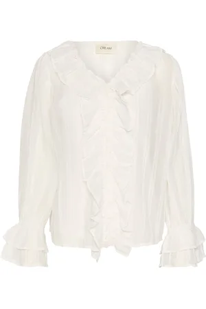 Cream Crsadia Flounce Blouse White