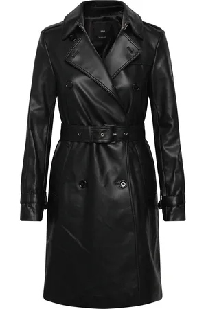 MANGO Leather-Effect Trench Coat