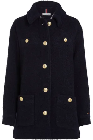 Tommy Hilfiger Boucle Gold Button Shacket Navy