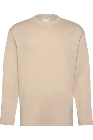 SELECTED Slhlooseoscar Ls O-Neck Tee Noos Beige
