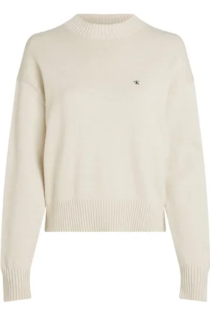 Calvin Klein Monogram Embro Crewneck Sweater Cream