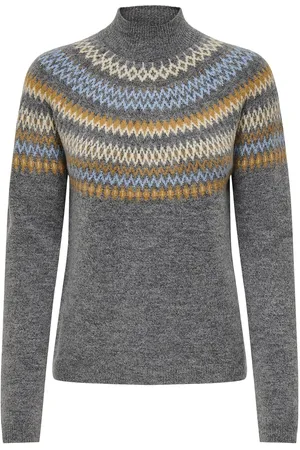ONLY Onlamelia Ls High Neck Jq Knt Grey