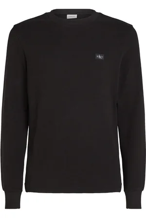 Calvin Klein Woven Label Waffle Ls Tee Black