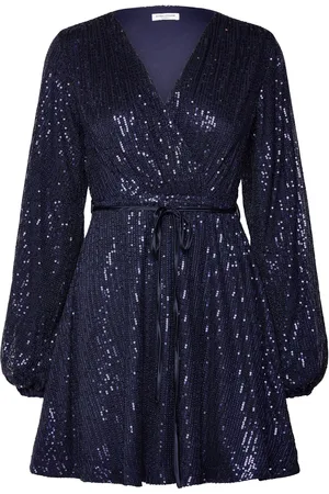 BUBBLEROOM Nera Sparkling Balloon Sleeve Dress Navy