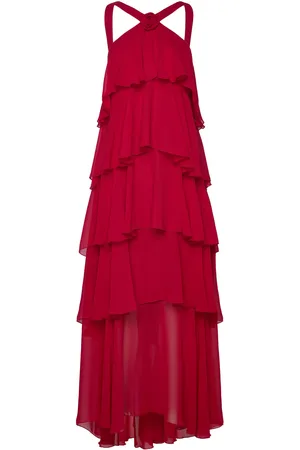 VERO MODA Vmfelicia Sl Ruffle Maxi Dress Exp Red
