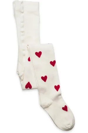 Lindex Tights Sg Cotton W Hearts Chri White