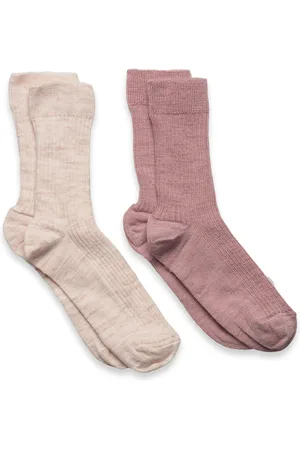 Lindex Sock 2P Wool Ribb Pink