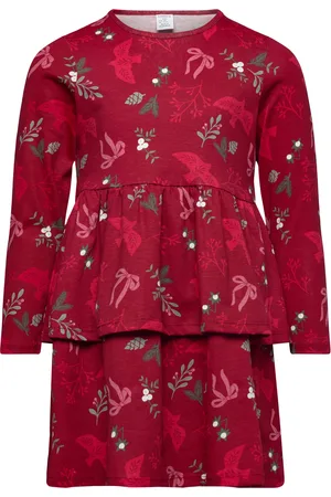Lindex Dress Peplum Aop Red