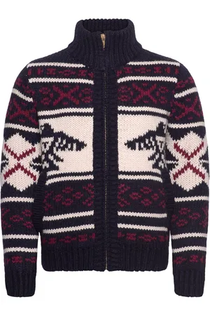 Superdry Chunky Knit Patterened Zipthru Navy