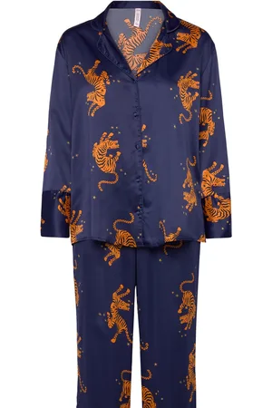 Hunkemöller Pj Ls Satin Print Navy